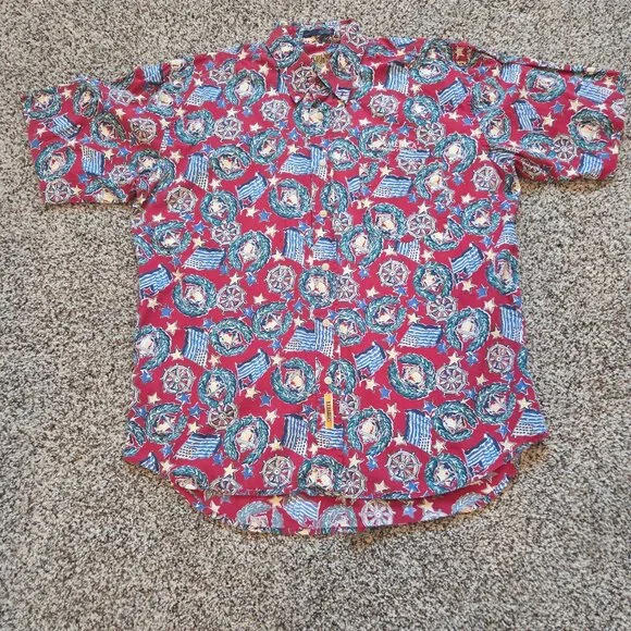 Vintage America's‎ Cup 1995 Short Sleeve Shirt Mens Large Red BD Baggies Cotton - Picture 2 of 8